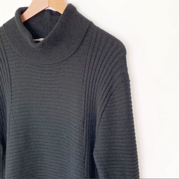 Athleta Merino Wool Funnel Neck Black Long Sleeve Sweater L - Picture 5 of 7